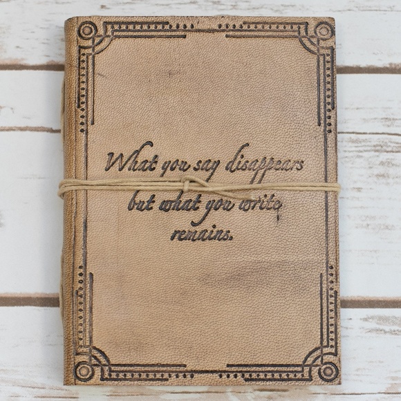 “...but what you write remains" Leather Journal - Picture 2 of 7